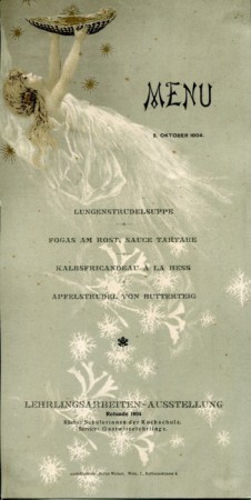 Menu der Lehrlingsarbeitenausstellung Wien 1904
